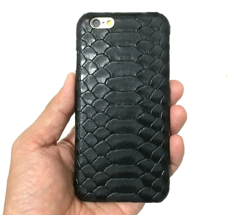 Тонкий чехол Solque из натуральной кожи для iPhone 6, 6S Plus, Роскошный чехол для мобильного телефона из кожи питона и змеиной кожи, ультратонкая жесткая задняя крышка синего цвета