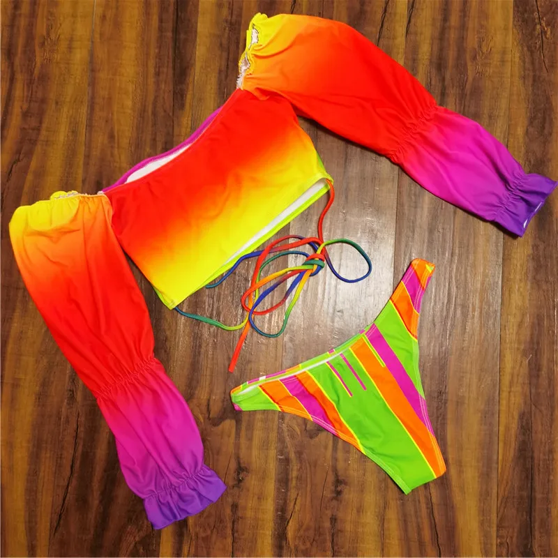 купальник женский 2021 новый длинный рукав раздельный купальники женские пуш ап