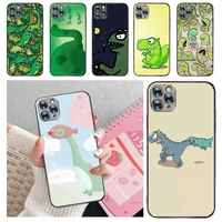 cute flowers funny couples dinosaur color painting phone case for iphone 12 mini se 2020 pro max funda coque soft tpu