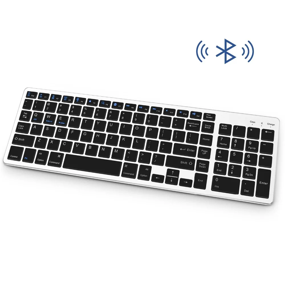 Zienstar ультра тонкая стандартная Bluetooth клавиатура для IPAD, MACBOOK, ноутбука, компьютера и планшета, перезаряжаемая литиевая батарея