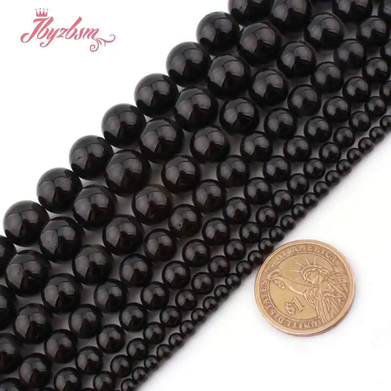 Натуральный AA Турмалин черного цвета с круглым носком бусины рыхлый натуральный