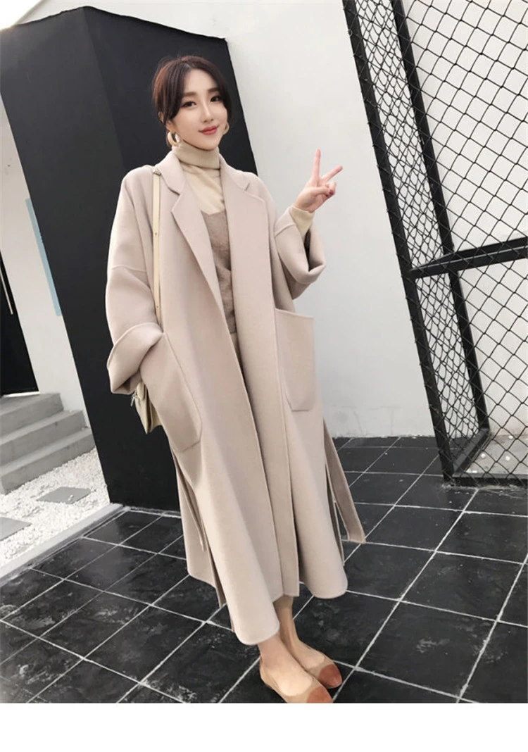 

New Winter Coat Women Oversize Fashion Cashmere Wool Outerwear Female Long Thickening Warm Woolen Overcoat Womens Trench Coats