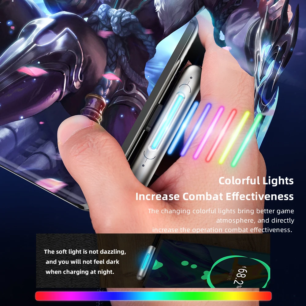 

ROCK 66W USB Type C Cable For Samsung Xiaomi Mi Zinc Alloy Elbow 90 Degree 6A Luminous Fast Charging USB Type-C Data Wire Cord