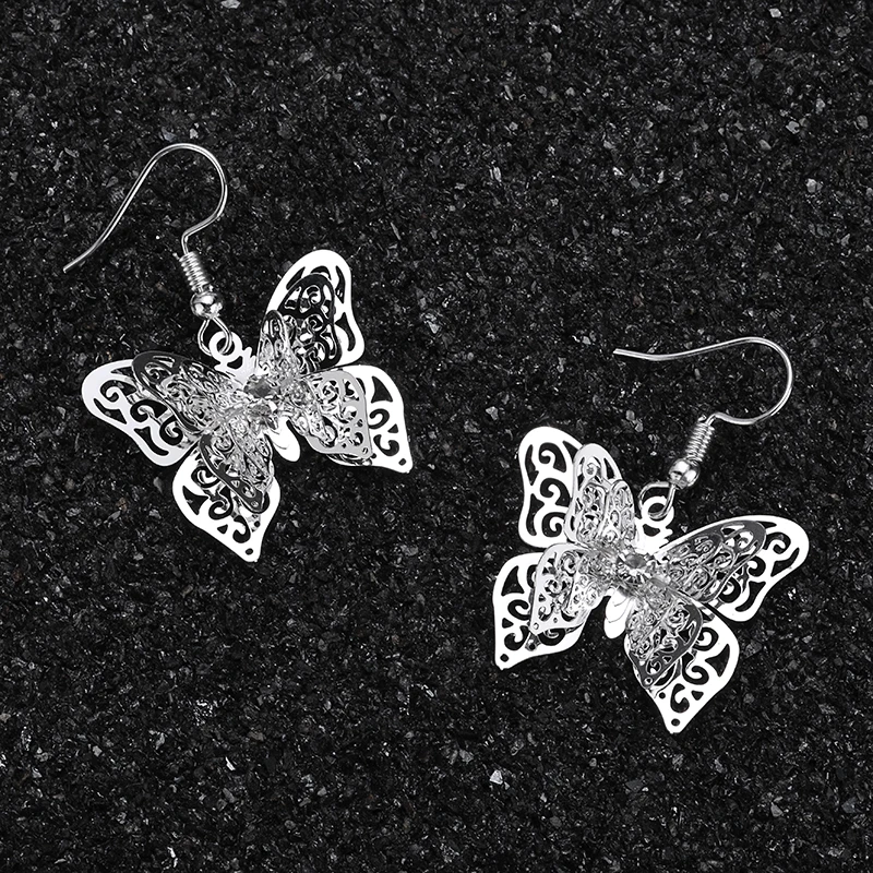 Богемные посеребренные висячие серьги Shellhard геометрические серьги-бабочки с
