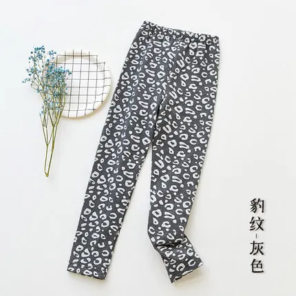 Леггинсы для девочек с леопардовым принтом Детские хлопковые штаны на весну и