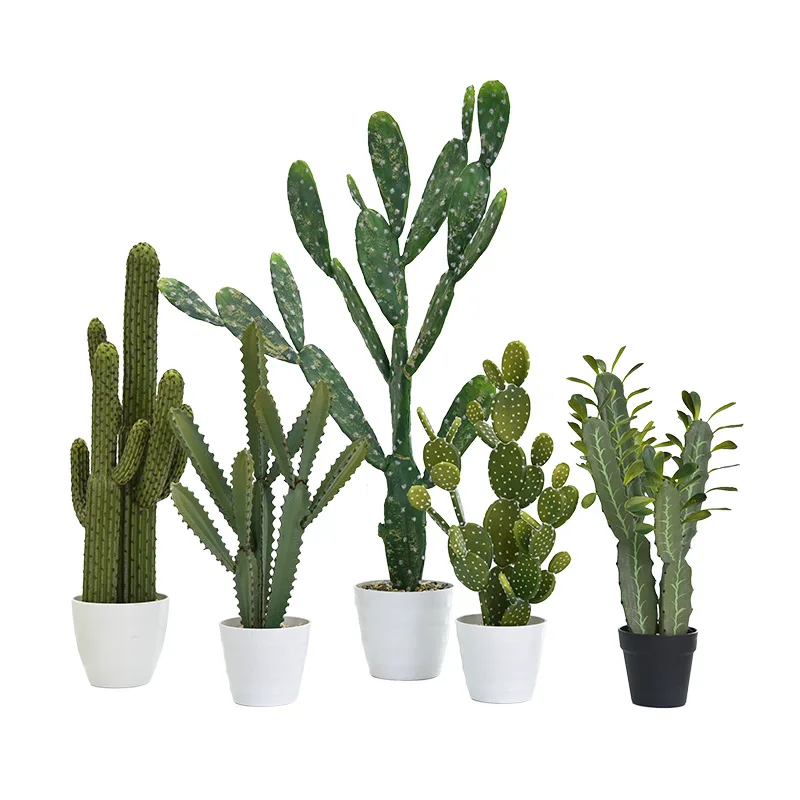 

Nordic Large Simulated Cactus Potted Artificial Plants Indoor Living Room Green Bonsai Fake Plants Tropical Decoration