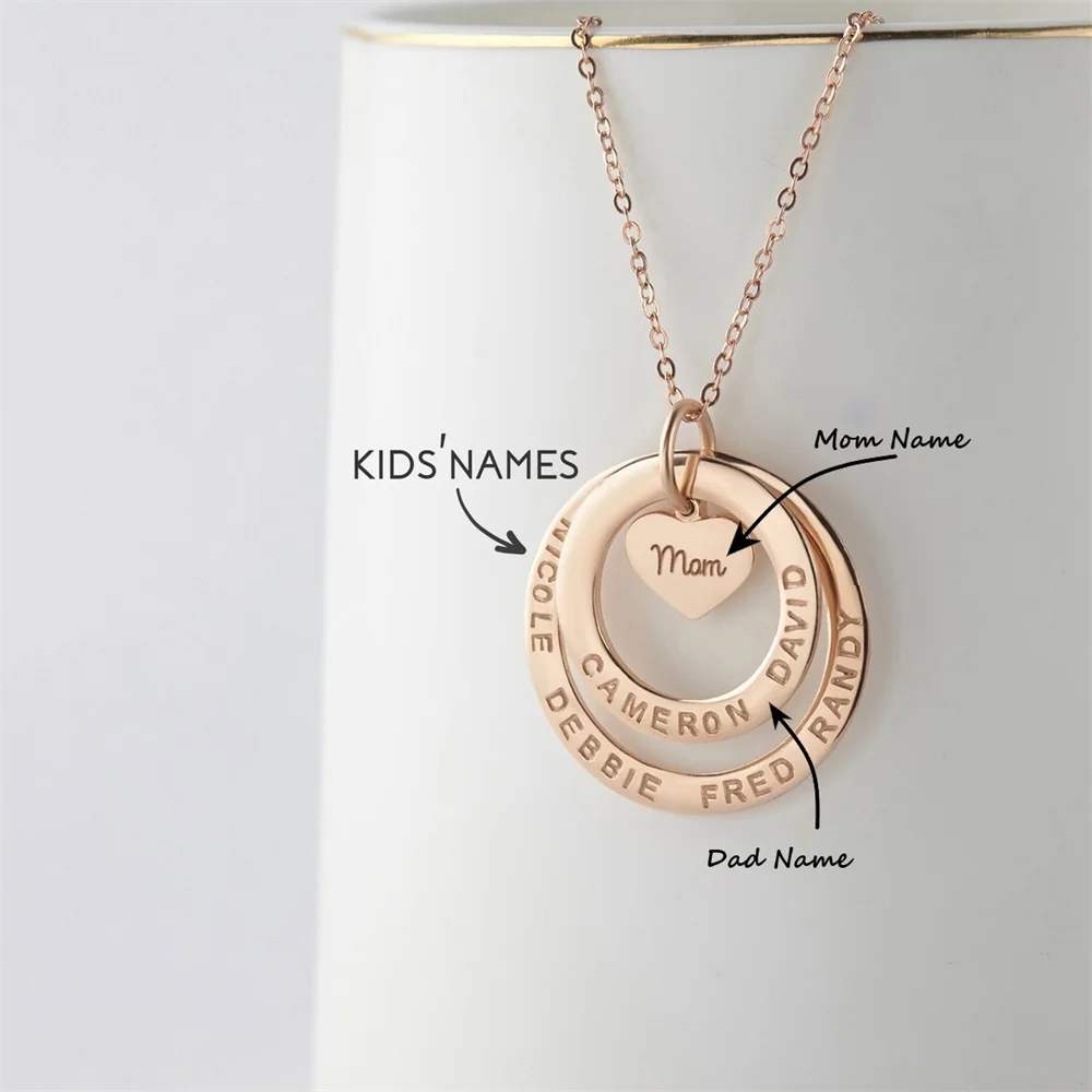 Tangula Customized Name Necklace Stainless Steel Pendant with Family Name A Perfect Gift for Grandma Mom on Any Occasion