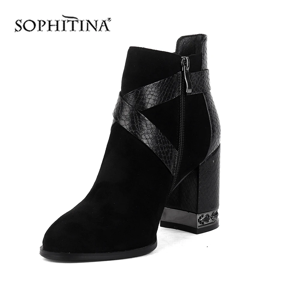 SOPHITINA/удобные ботинки с круглым носком Модная специальная Дизайнерская обувь на