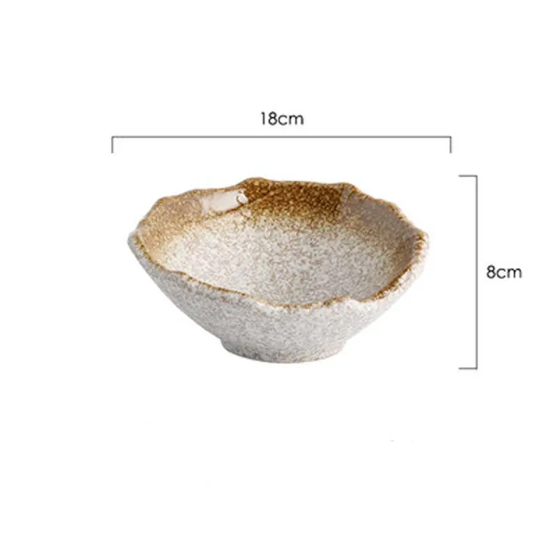 FANCITY Japanese fruit salad bowl dessert ceramic creative stone grain oblique mouth restaurant snack dish b | Дом и сад