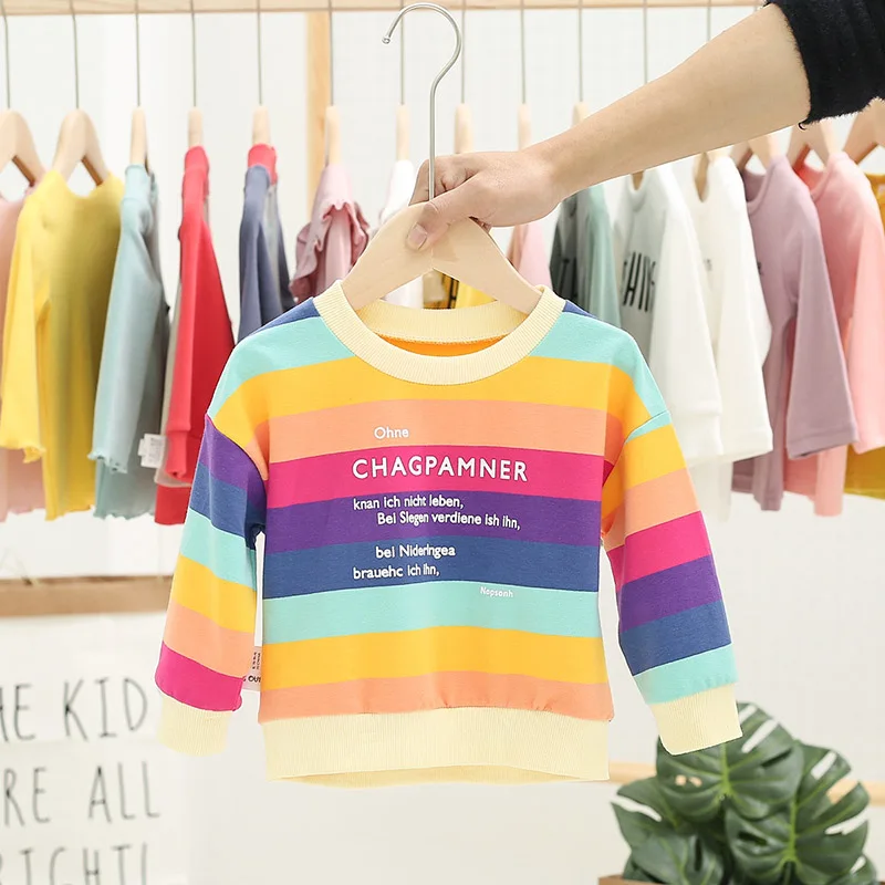 2019 г. Осенняя хлопчатобумажная трикотажная рубашка для детей Верхняя одежда с