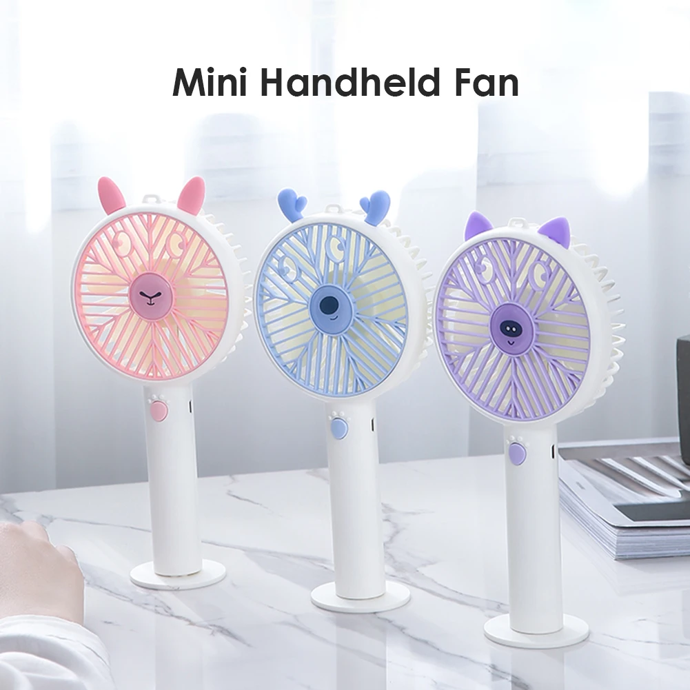 

Portable Mini Handheld Personal Fan Cartoon Cute Shape USB Rechargeable Outdoor Travel Outing Office Home Cooling Fan