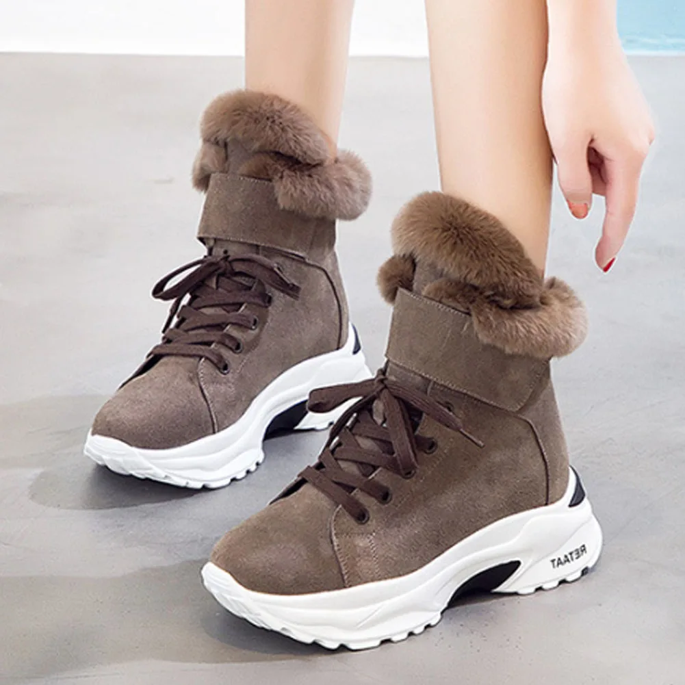 

SaraIris Brand Designer Comfy Boots Women Solid Fashion Casual Boots Ladies Round Toe Platform shoes lace Winter Shoes