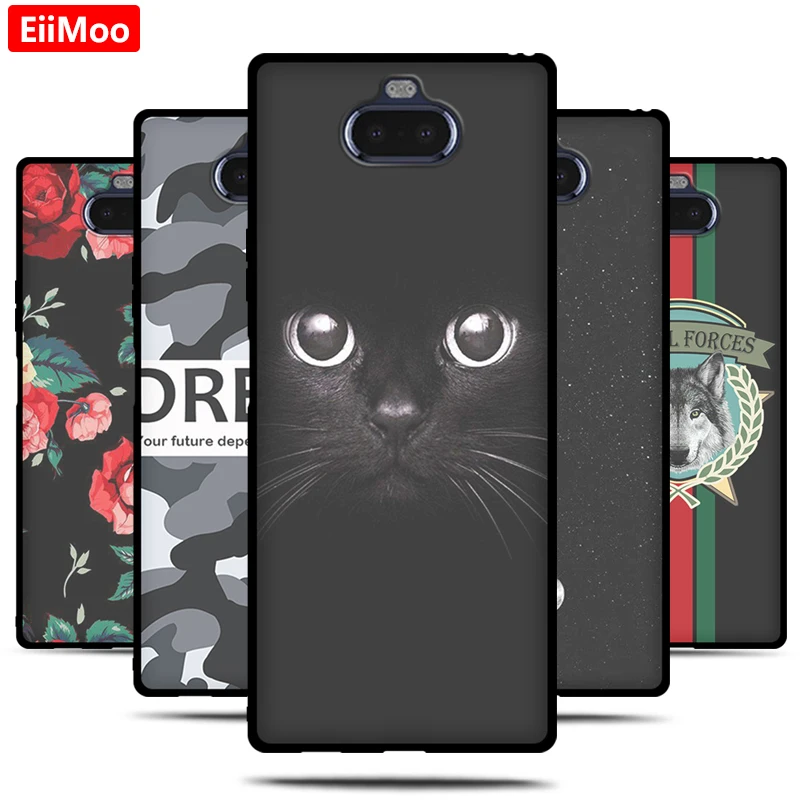 Силиконовый чехол EiiMoo для Sony Xperia 8 2019 мультяшный матовый тонкий мягкий ТПУ