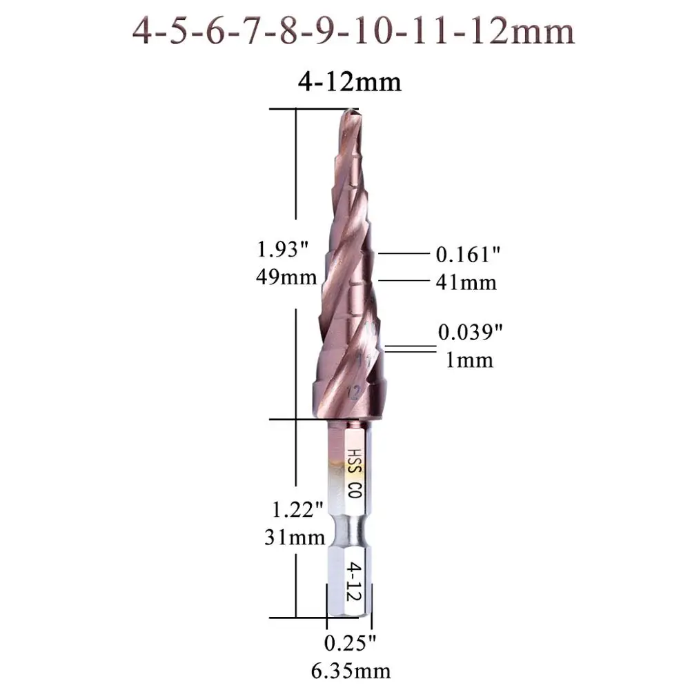 

LISM Ступенчатое сверло из кобальтовой стали 4-32 мм