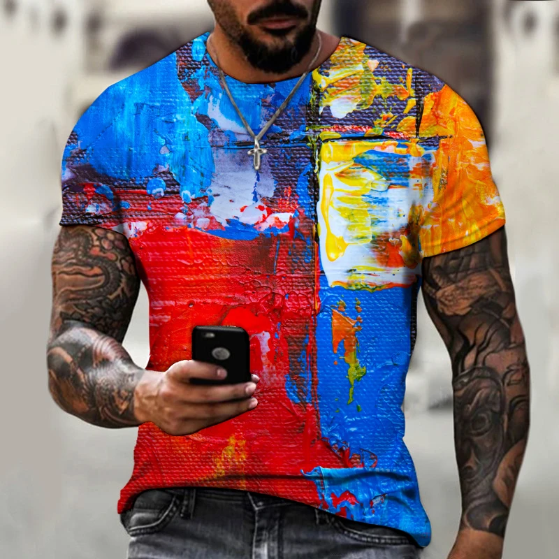 

Retro Painting Trend Men's T-shirt Trend Harajuku Street Fashion Casual Loose Oversized T-shirt 6XL O-neck Summer 6XL