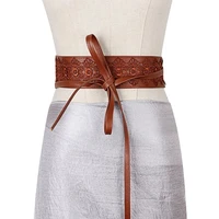 vintage wide lace leather corset belt for women fashion bownot cummerband strap ladies dress belt waistband clothes accessories