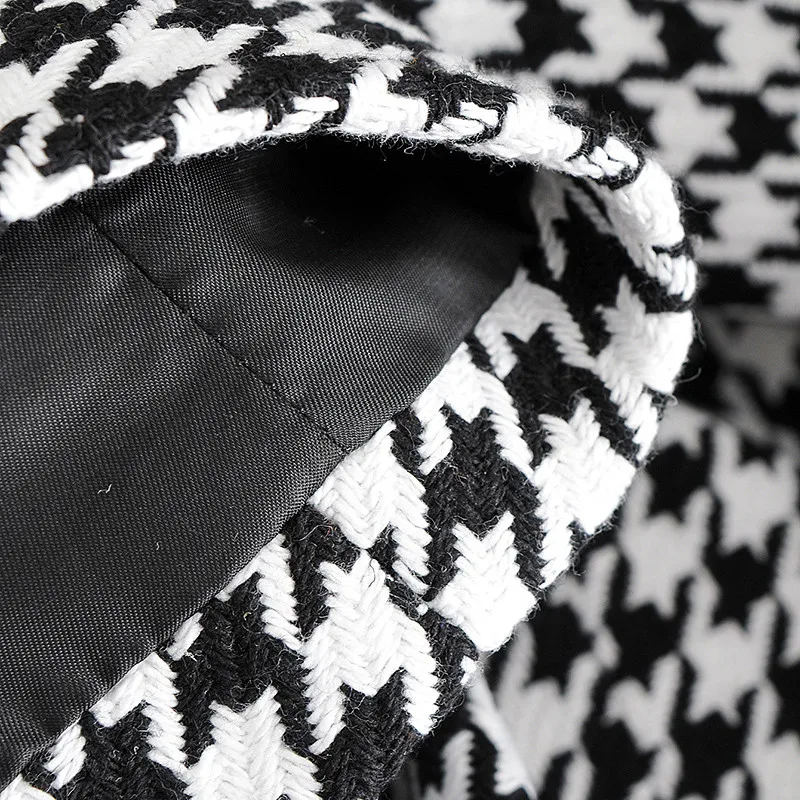 

Houndstooth Women Work Blazer Jacket Casual Double Breasted Suit Jacket Female 2020 Slim Female Blazers Girls Blazer
