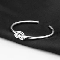 yizizai simple handmade thai silver color knot twist bangle bracelet cuff open bangle for women men adjustable