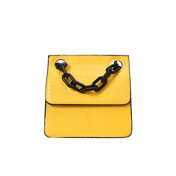 Yellow Женские кожаные сумки, модная вечерняя сумка для телефона с каменным узором, сумка на цепочке, сумка через плечо, malas de senhora - Цвет: Yellow