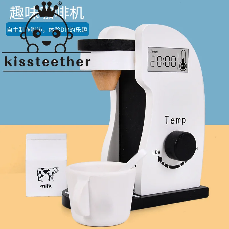 

Детская развивающая деревянная игрушка Kissteether, кухонная утварь, черно-белая кофемашина