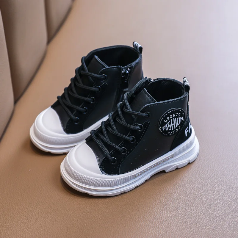 

New Autumn Winter Children Shoes Microfiber Leather Boys Girls Martin Boots Fashion Soft Non-slip Zip Warm Boots