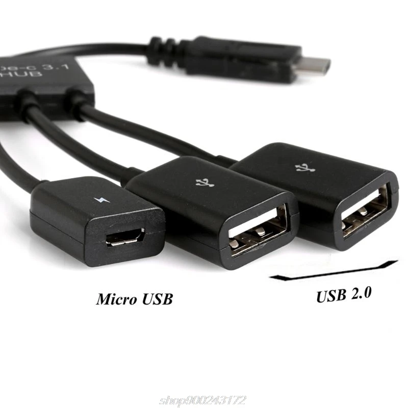 

3in1 USB 3.1 Type-C To Micro USB 2.0 Power Charging Host OTG Hub Cable Adapter M06 21 Dropship