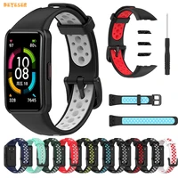 sport silicone watchband wrist strap for huawei band 6honor band 6 smartwatch band breathable replacement wristband bracelet