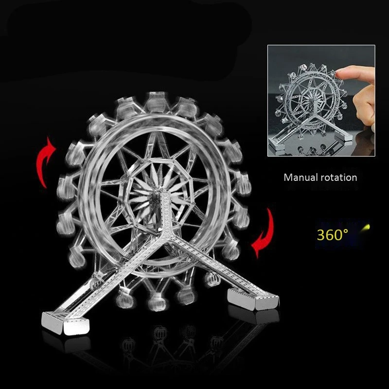 

3D Puzzle Ferris Wheel Architecture DIY Assembly Model Kits Cut Jigsaw Toy Gift