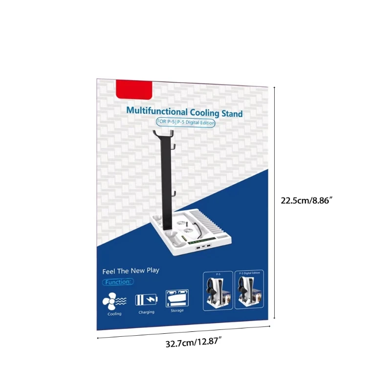 

Multi-Function Cooling Stand Dual Controller Charging Dock Station 15 Discs Rack Compatible with PS5 Disc/Digital Edition Host