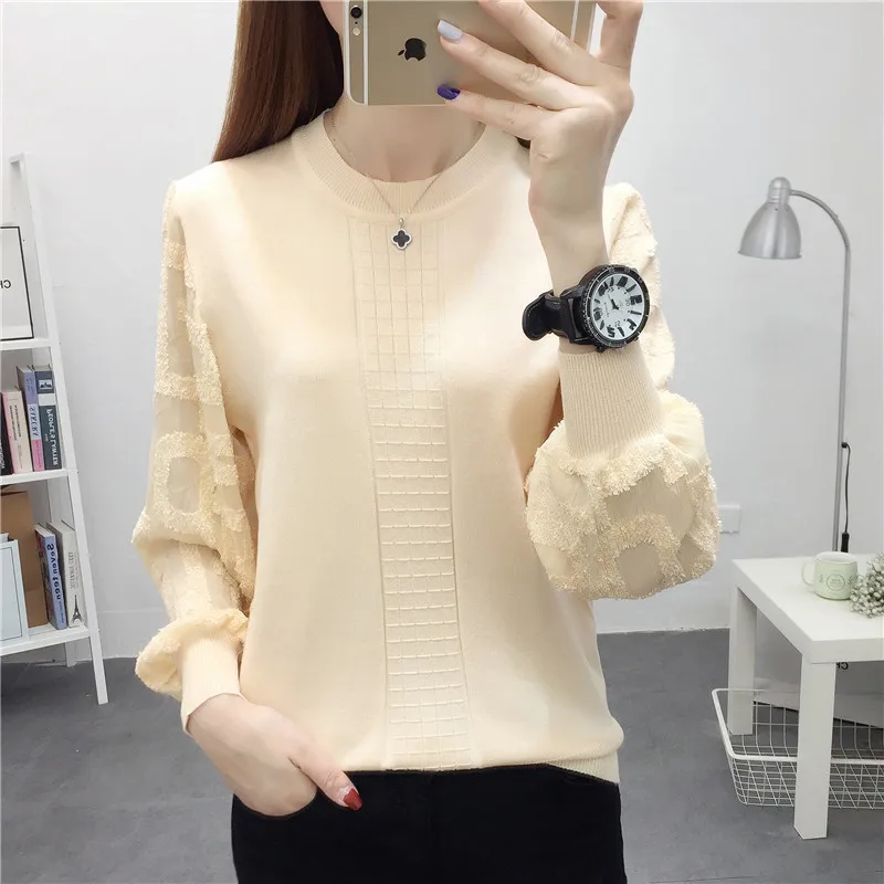 2021 Real Sale Feminino Sweater Women Poncho Knitted Ladies Loose Pullover Lantern Sleeve Lace Autumn Dress | Женская одежда