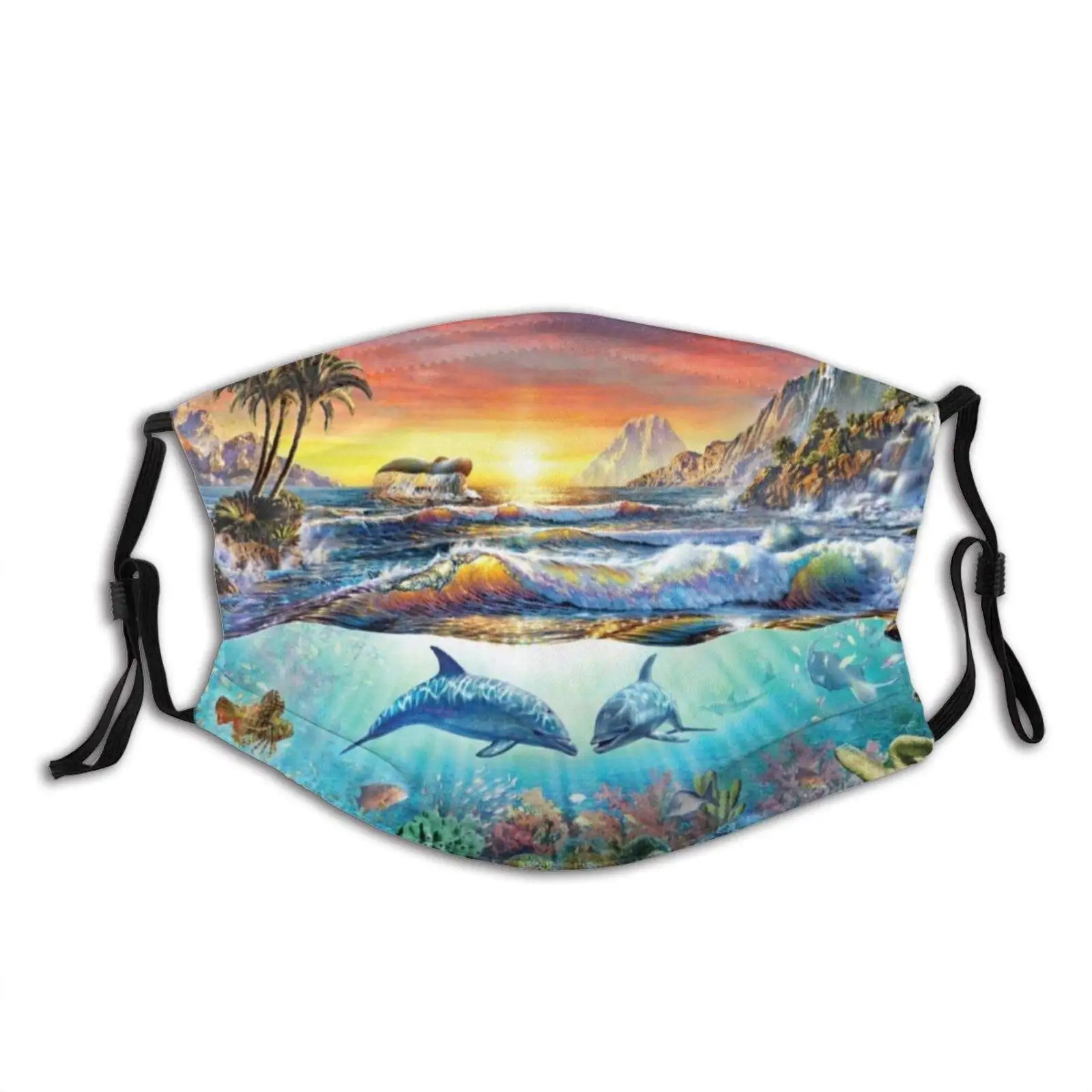 

Coconut dolphin turtle dusk Adult Dust Reusable Face Mouth with Activated Carbon Filter for Gardening Woodworking Mowing Outdoor