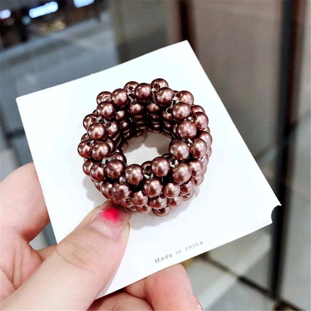 Жемчужные бусы Scrunchies модная эластичная, для волос веревки для женщин хвост держатели резины