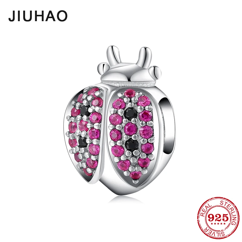 Бусины божья коровка из серебра 2019 пробы с разноцветным фианитом подходят для