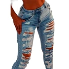 Новинка 2021, женские облегающие джинсовые брюки-карандаш с вырезами, уличные синие джинсы