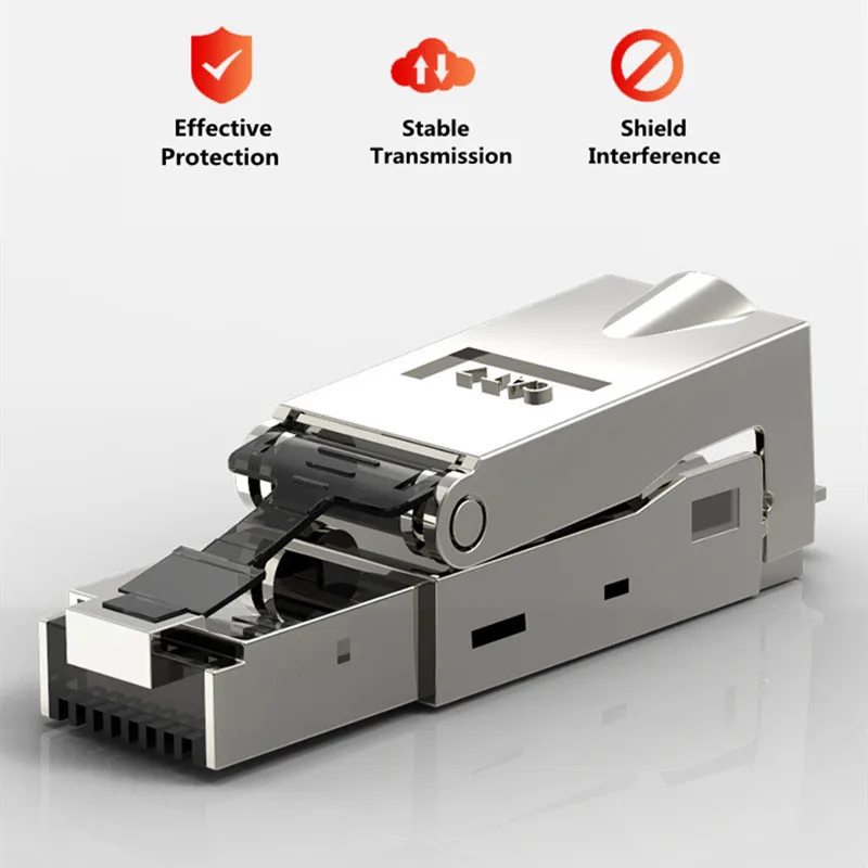 Экранированный полевой разъем RJ45 8P8C STP без инструментов концевой для Cat6 Cat6A Cat7 23AWG