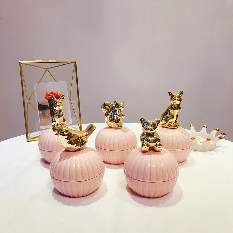 Новая модная розовая керамическая шкатулка для ювелирных изделий с сердечками