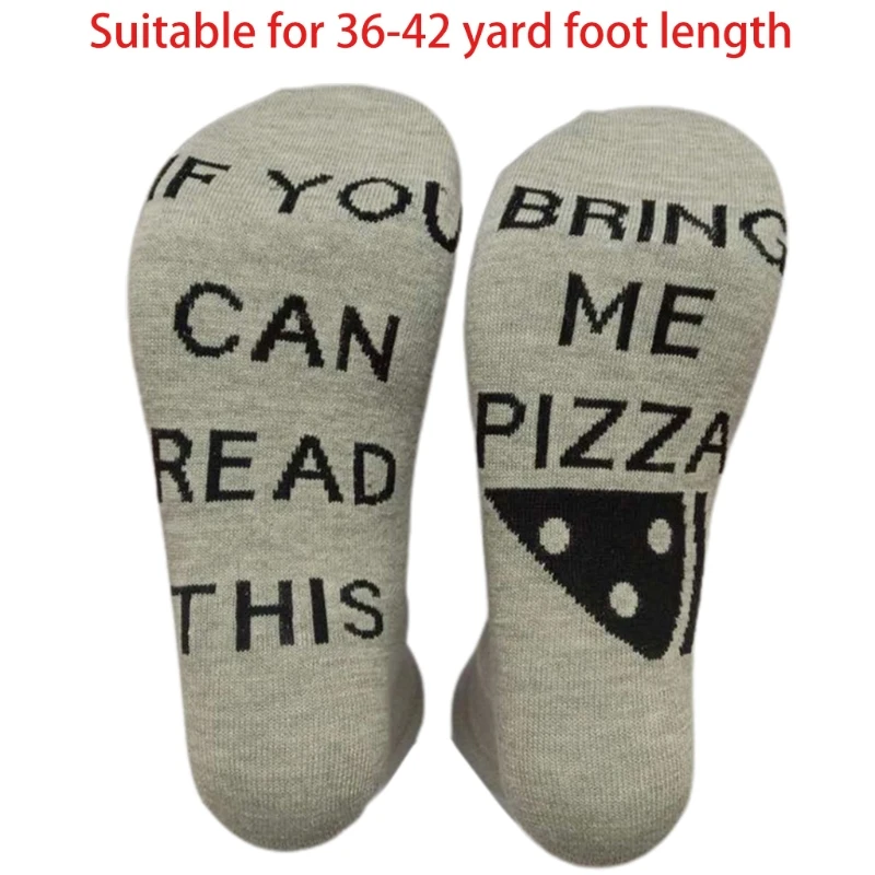 

Unisex Couple Novelty Funny Saying Crew Socks If You Can Read This Bring Me Pizza Letters Print Cotton Mid Tube Hosiery