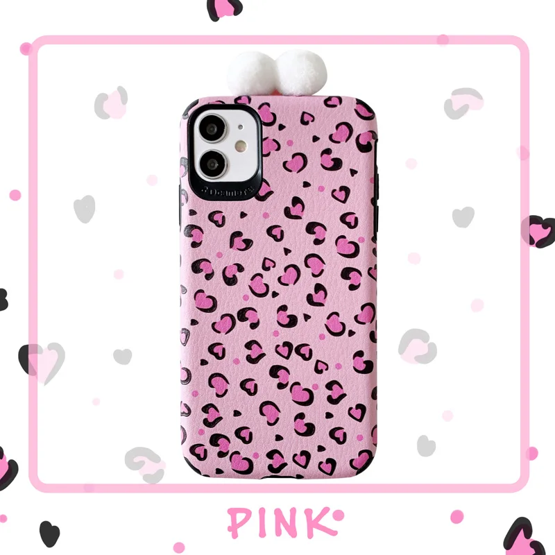 Для iPhone 11 pro max 3D Розовый леопардовый чехол с милым кроликом для XS XR X 8plus 8 7Plus