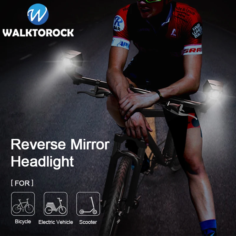 2pcs Rear View Mirror Headlight for Bicycle Electric Vehicle Scooter Front Lights USB Rechargeable LED Light Bike Accessories | Спорт и