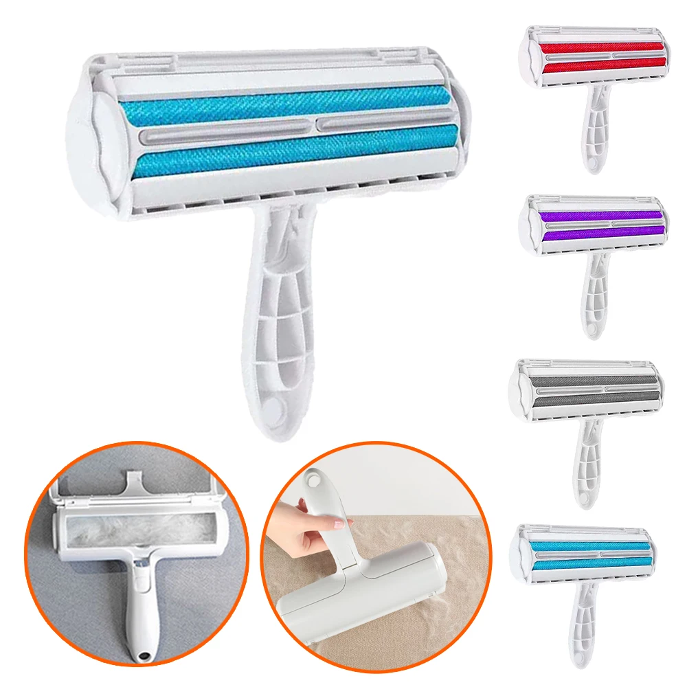 

Pet Hair Roller Remover Lint Remove Brush 2-Way Dog Cat Comb Tool Convenient Cleaning Dog Cat Fur Brush Base Home Sofa Cloth