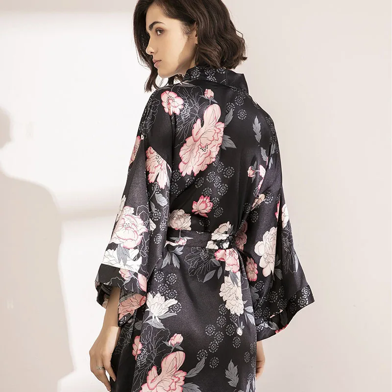 

Ladies Nightgown Sexy Silk Satin Robe Women Leopard Print Sleepwear Comfort Loose Soft Dress Femme Homewear For Spring And Fall