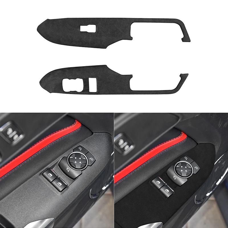 

2PCS Suede Car Window Lifter Control Decorative Cover Panel Strip for Ford Mustang 2015-2019 Car Interior Accessories