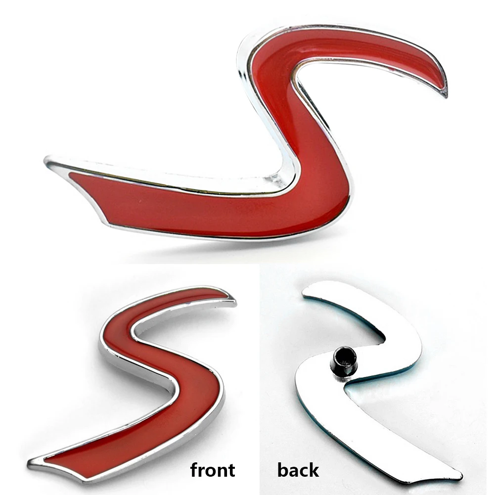 S Гриль значок автомобиля логотип водонепроницаемый 3D красный автомобиль