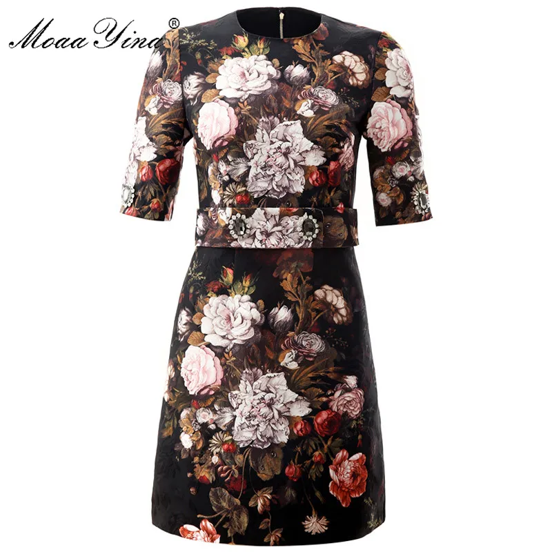 MoaaYina модное дизайнерское платье весна-лето женское короткий рукав Ретро стиль