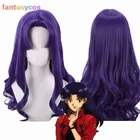 Парик Katsuragi Misato для косплея, термостойкие фиолетовые милые длинные вьющиеся искусственные волосы, с начесом
