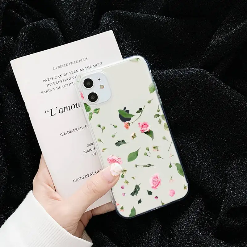 

Colorful Real Dry Flower Phone Case Transparent for iPhone 6 7 8 11 12 s mini pro X XS XR MAX Plus cover funda shell
