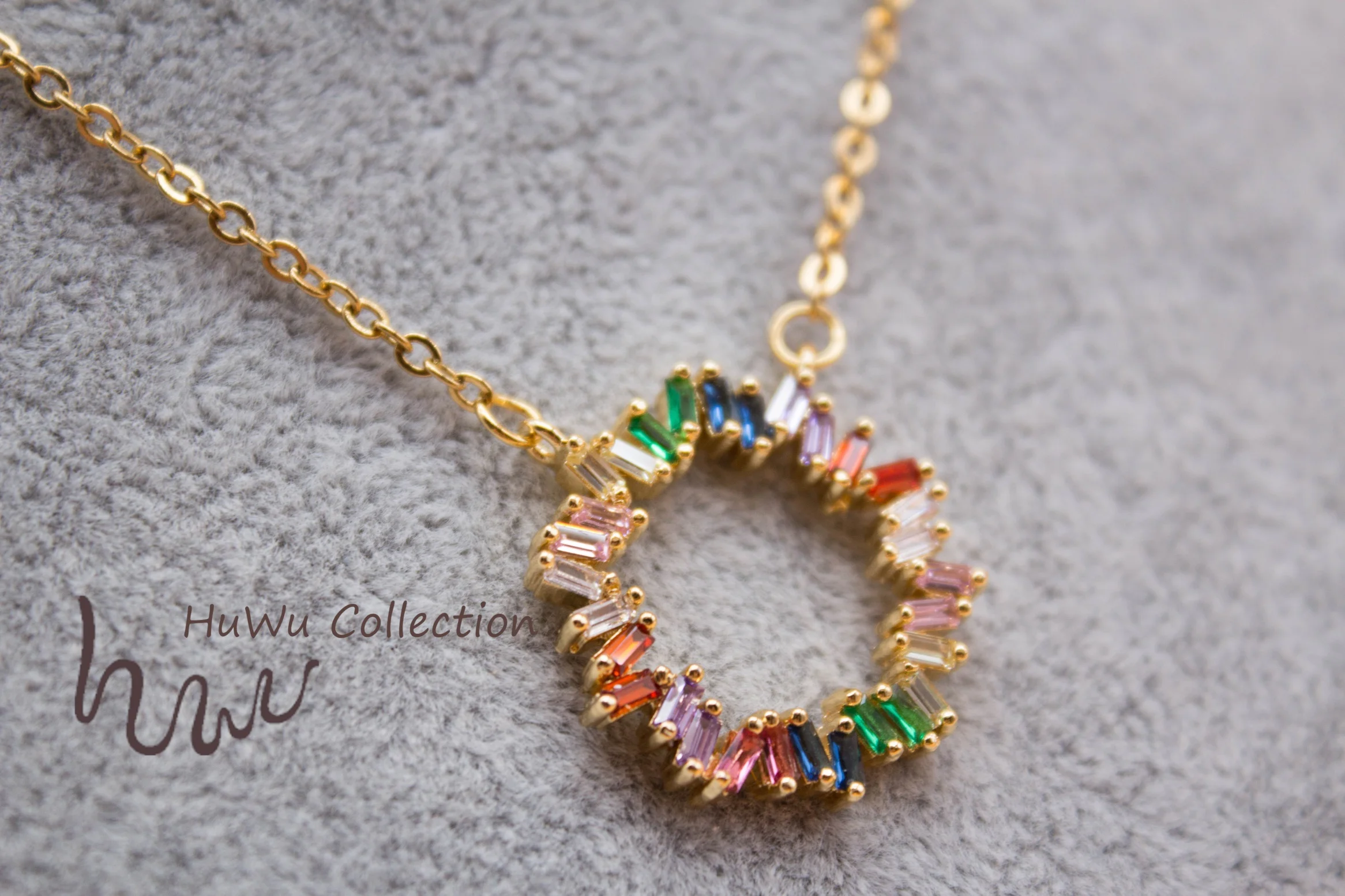 Разноцветное циркониевое ожерелье для женщин радужная Роскошная подвеска с