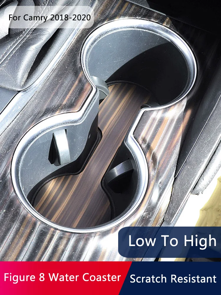 

QHCP Water Cup Pad Coaster Sequins Cup Holder Pads Stickers Stainless Steel For Toyota Camry 2018 2019 2020 Interior Accessories