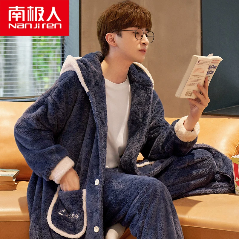 Fashion Men Japanese Pajamas Set Plus Size Flannel Couple Winter Sexy Sleepwear Matching Warm Pajamas Pijama Underwear Eg50sy