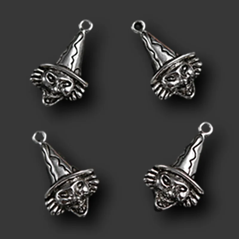 

WKOUD 6pcs Silver Plated Witch Charm Alloy Pendants Vintage Necklace Bracelet DIY Metal Halloween Jewelry Handmade A1365